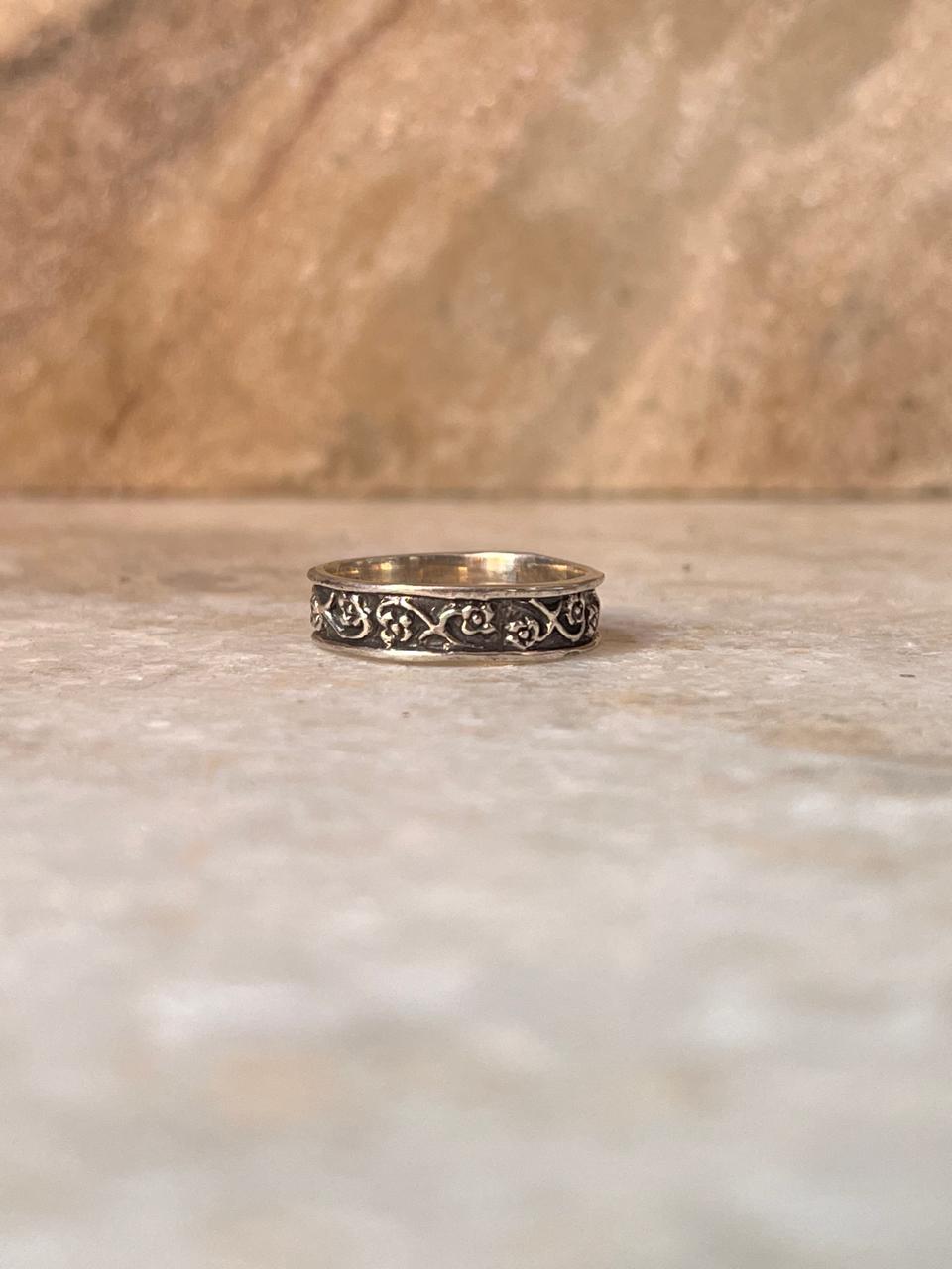 Floral Engraved Band 925 Sterling Silver Ring