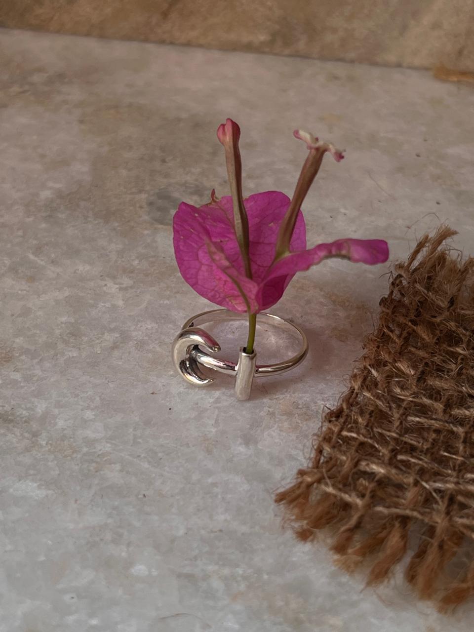 Moon Flower Holder 925 Sterling Silver Ring - Tarakaya Silver