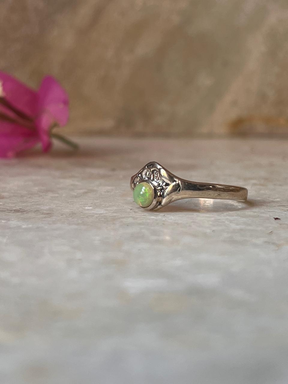 Natural Ethiopian Opal Cherry Blossom 925 Sterling Silver Ring