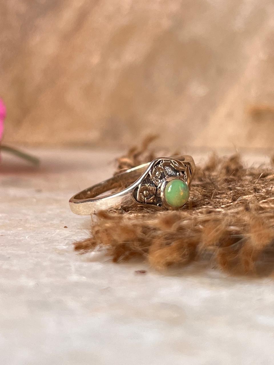 Natural Ethiopian Opal Cherry Blossom 925 Sterling Silver Ring