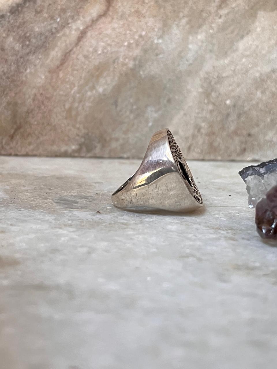 Handcrafted Tree of Life chunky silver ring for men and women