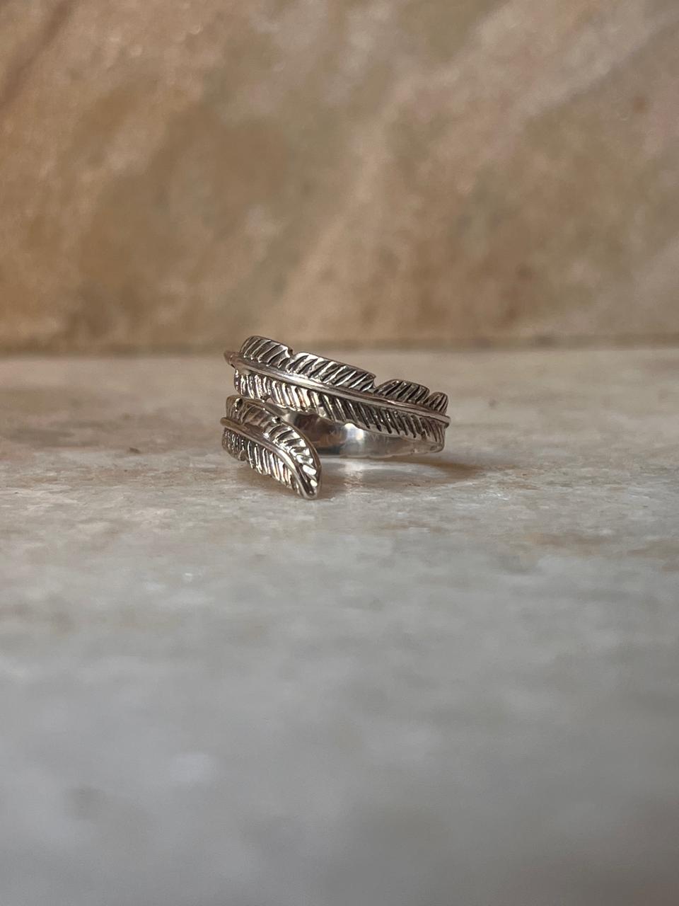 Feather Wrap Adjustable 925 Sterling Silver Ring