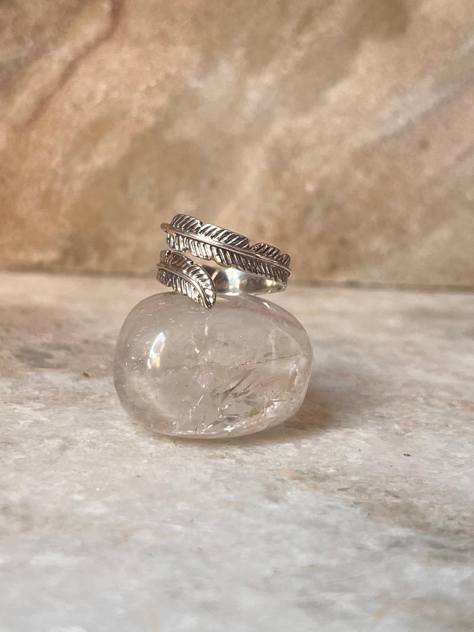 Feather Wrap Adjustable 925 Sterling Silver Ring
