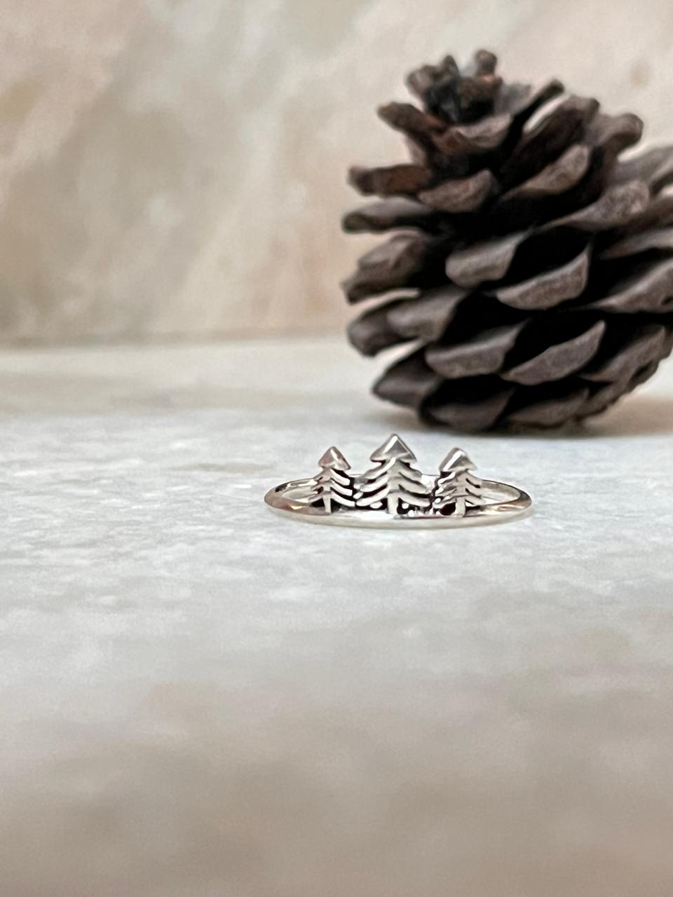 Pine Tree 925 Sterling Silver Stackable Ring