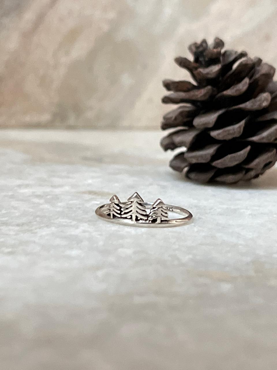 Pine Tree 925 Sterling Silver Stackable Ring