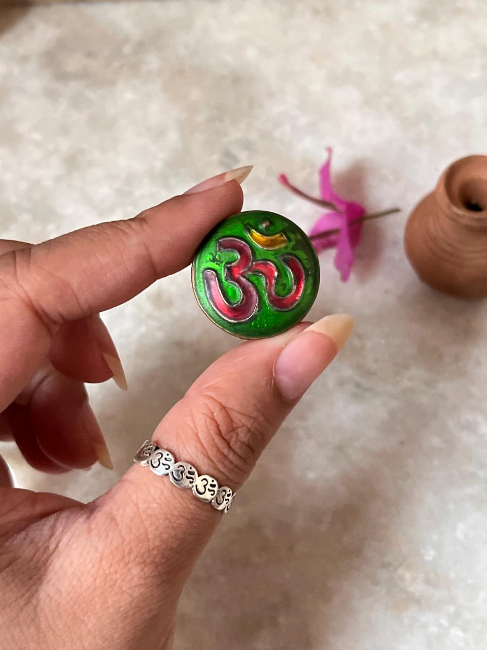 Om/Aum Engraved Circle of Life 925 Sterling Silver Ring