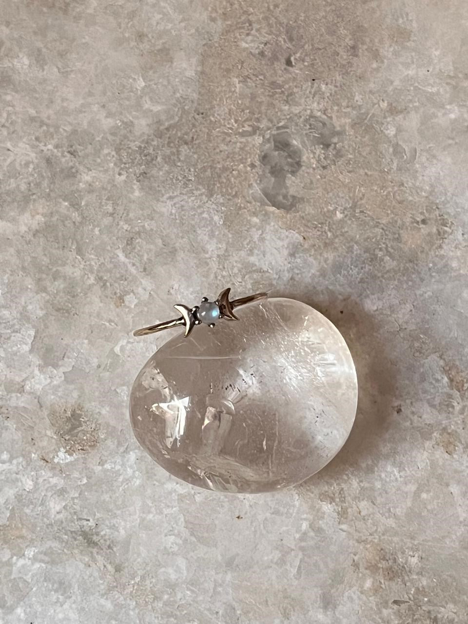 Minimal Dainty Moonstone Moon Phases 925 Sterling Silver Ring