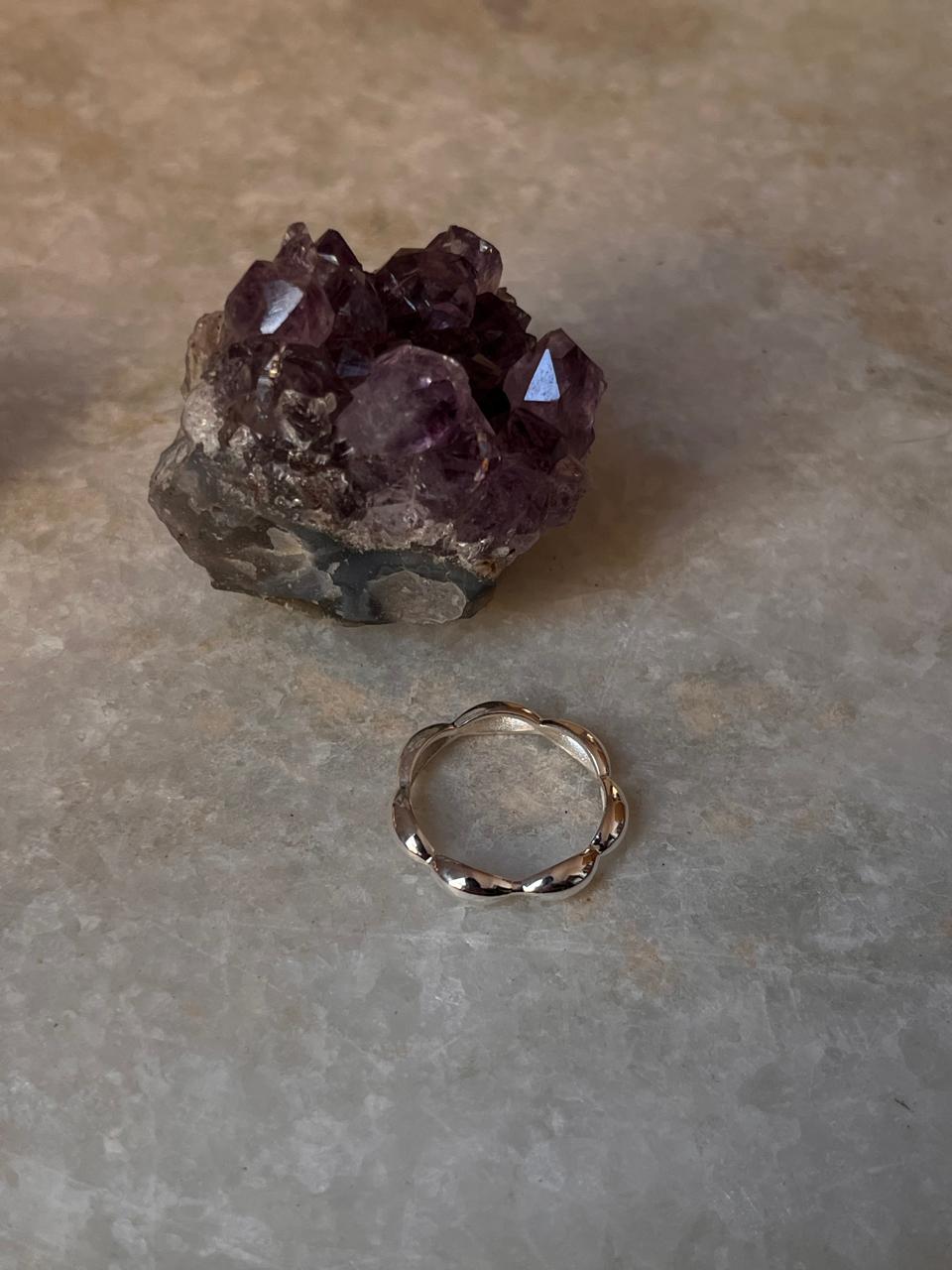 Flower Edge Band 925 Sterling Silver Ring