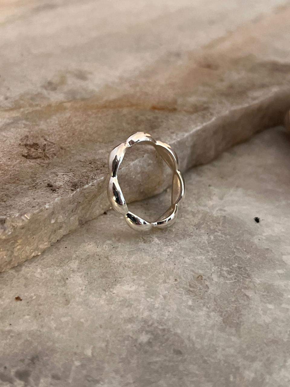 Flower Edge Band 925 Sterling Silver Ring
