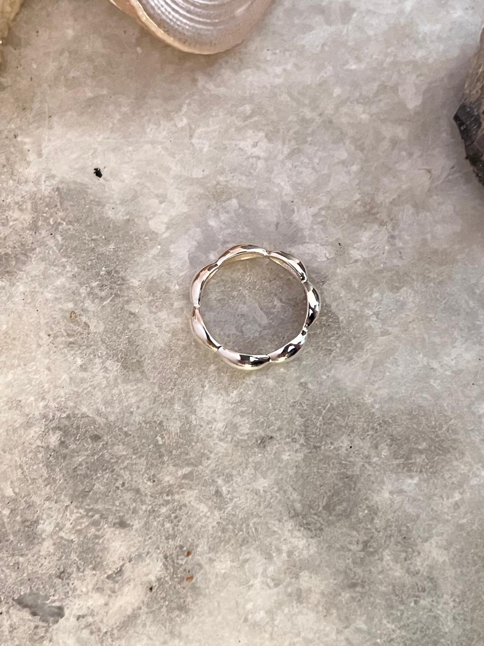 Flower Edge Band 925 Sterling Silver Ring