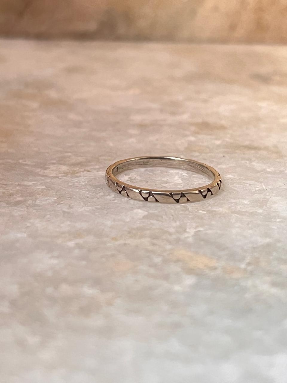 Line Dot Tribal Band Stackable 925 Sterling Silver Ring