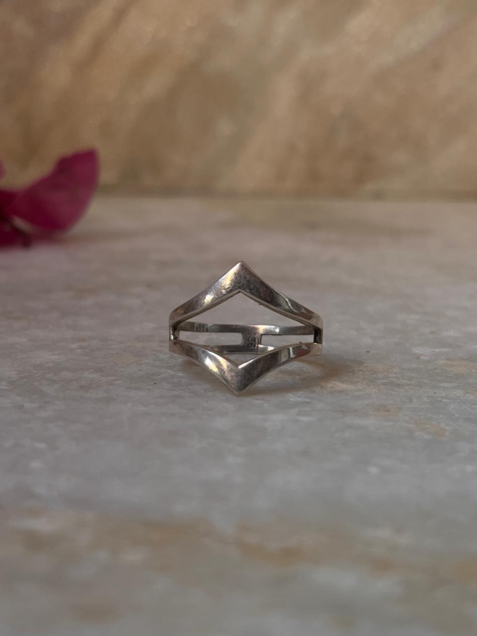 Double Chevron Inverted Stackable 925 Sterling Silver Ring