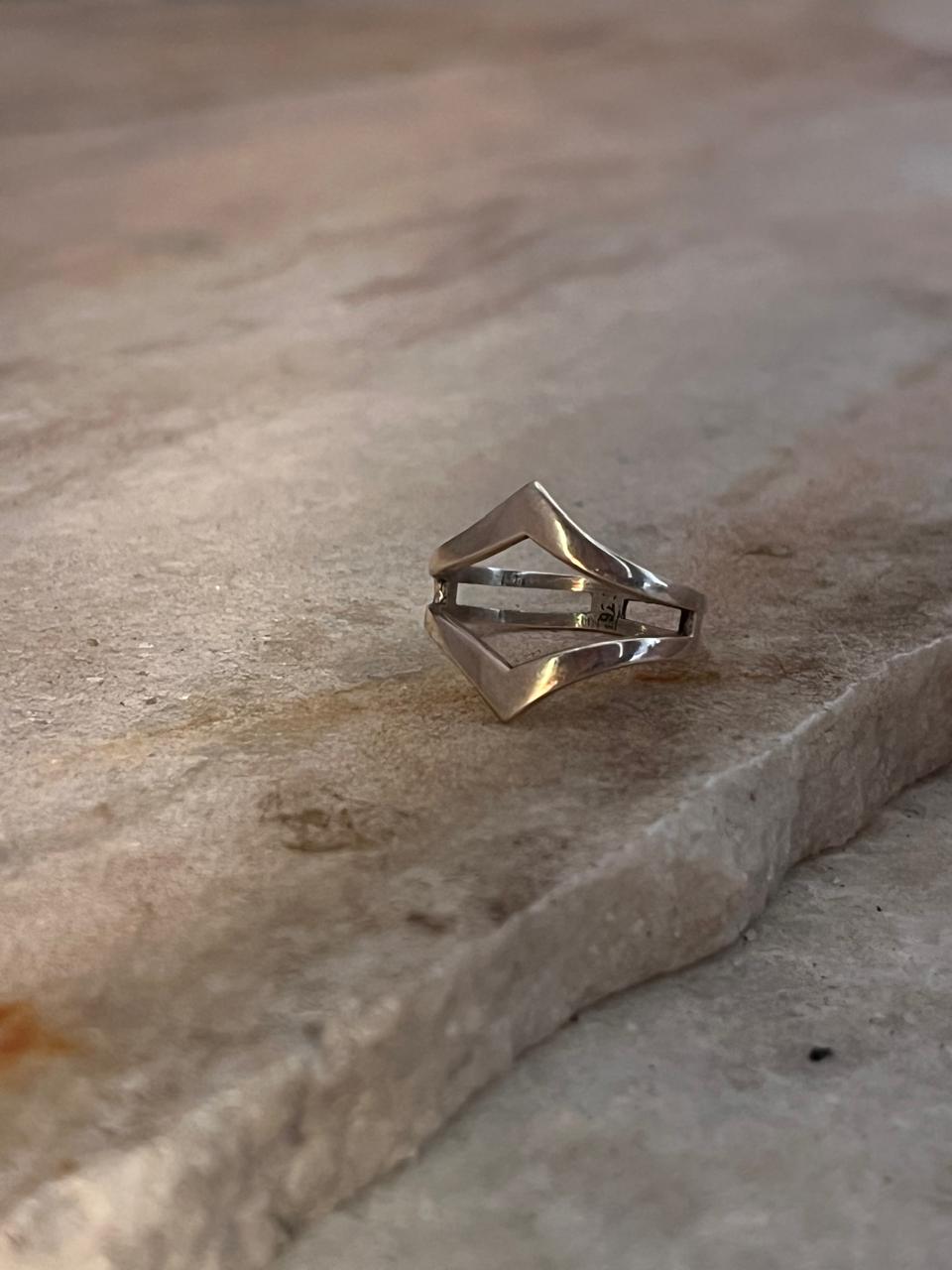 Double Chevron Inverted Stackable 925 Sterling Silver Ring
