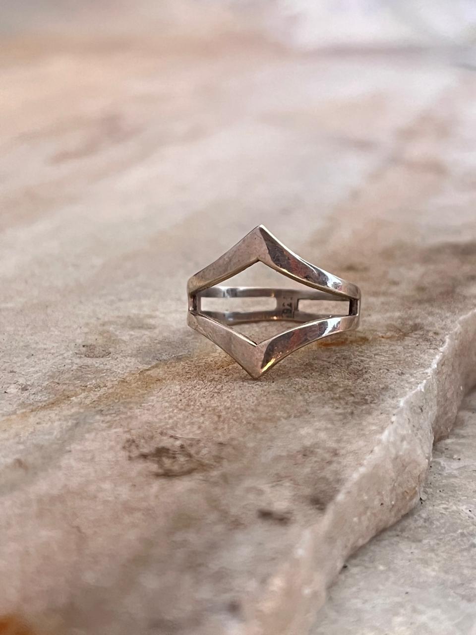 Double Chevron Inverted Stackable 925 Sterling Silver Ring