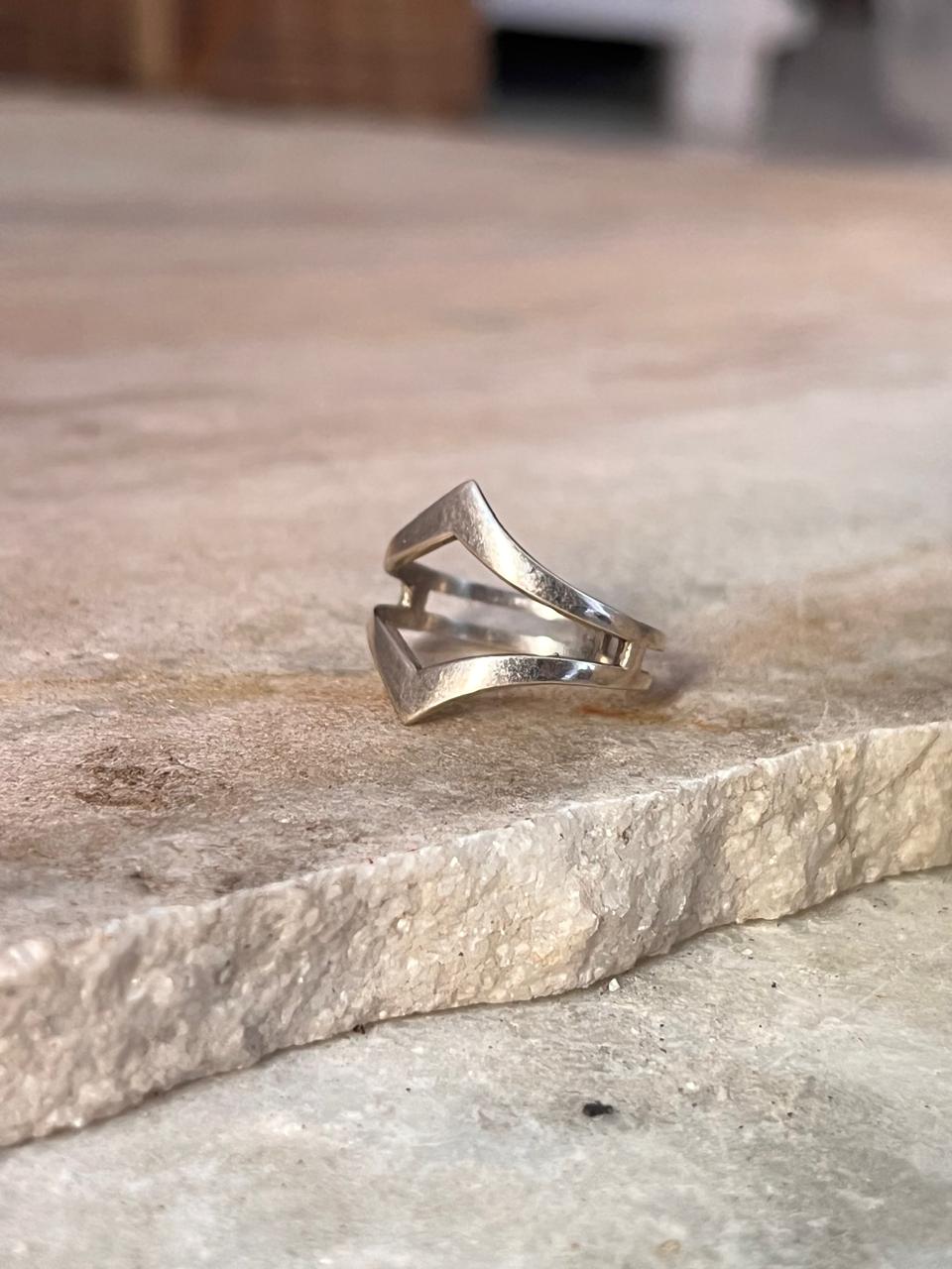 Double Chevron Inverted Stackable 925 Sterling Silver Ring