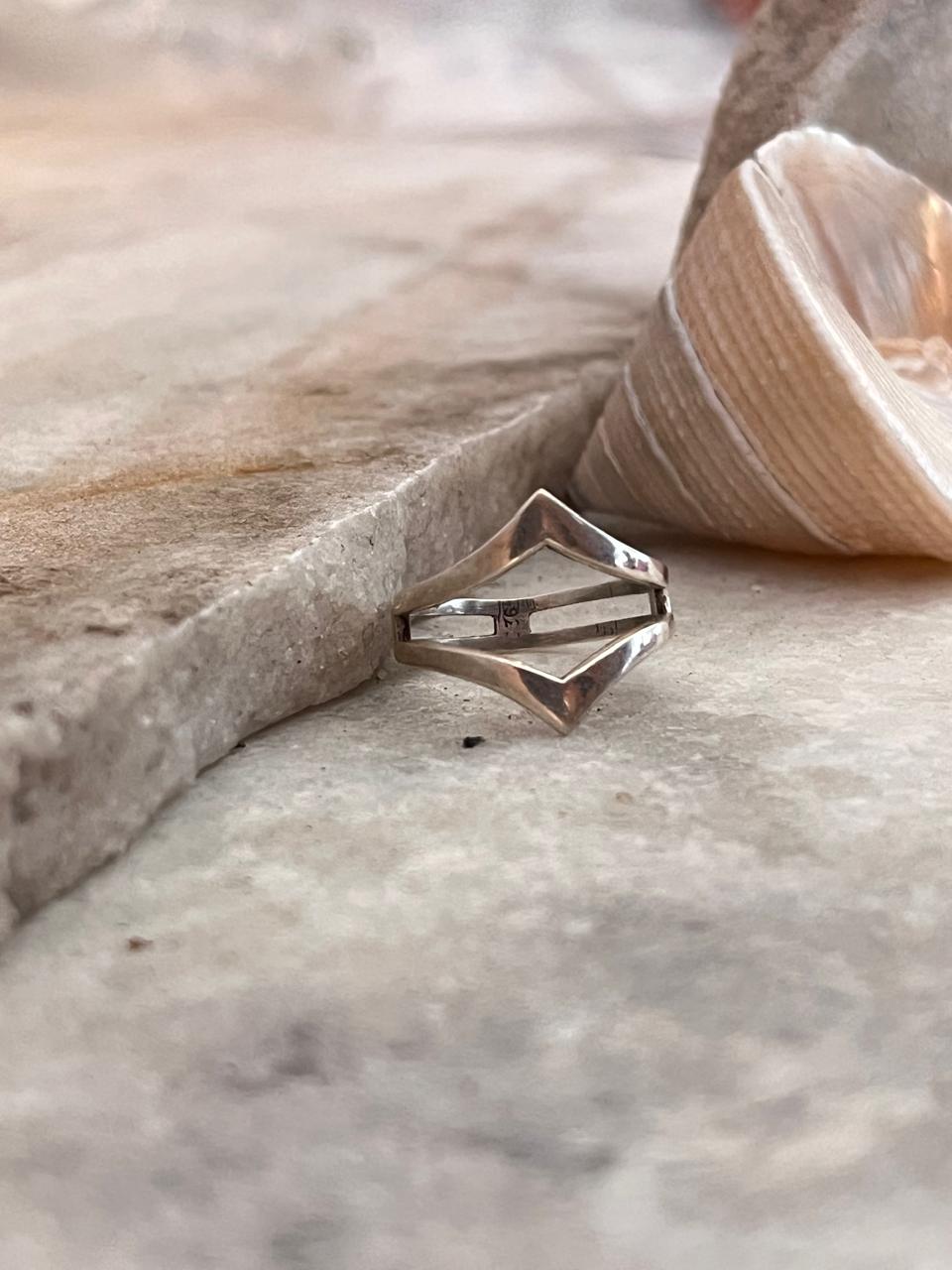 Double Chevron Inverted Stackable 925 Sterling Silver Ring