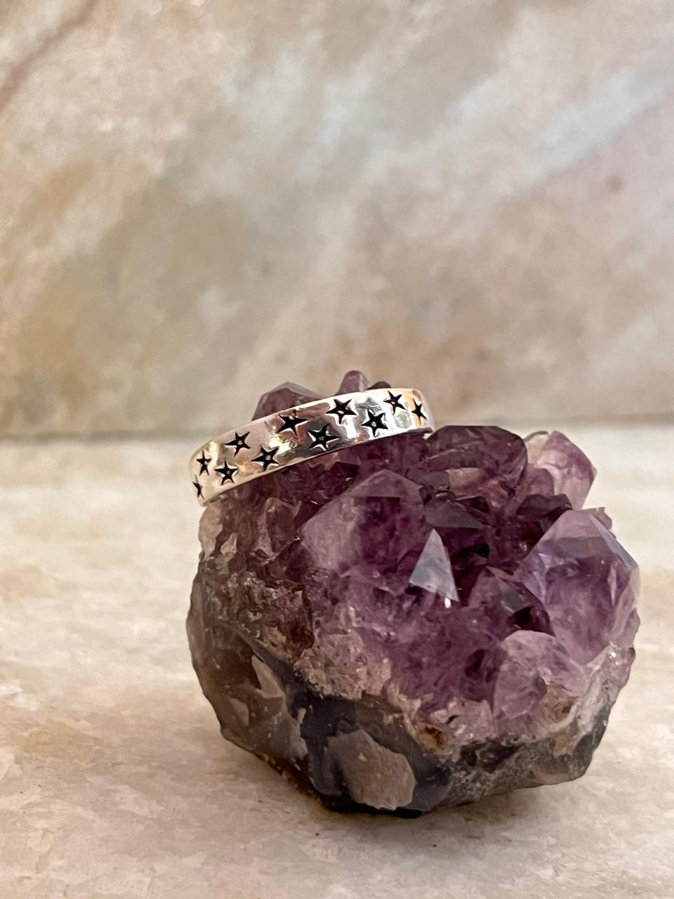 Star Engraved 925 Sterling Silver Ring