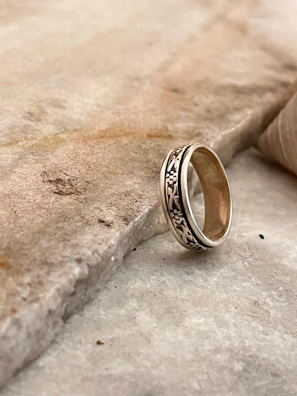 Floral Spinner 925 Sterling Silver Ring
