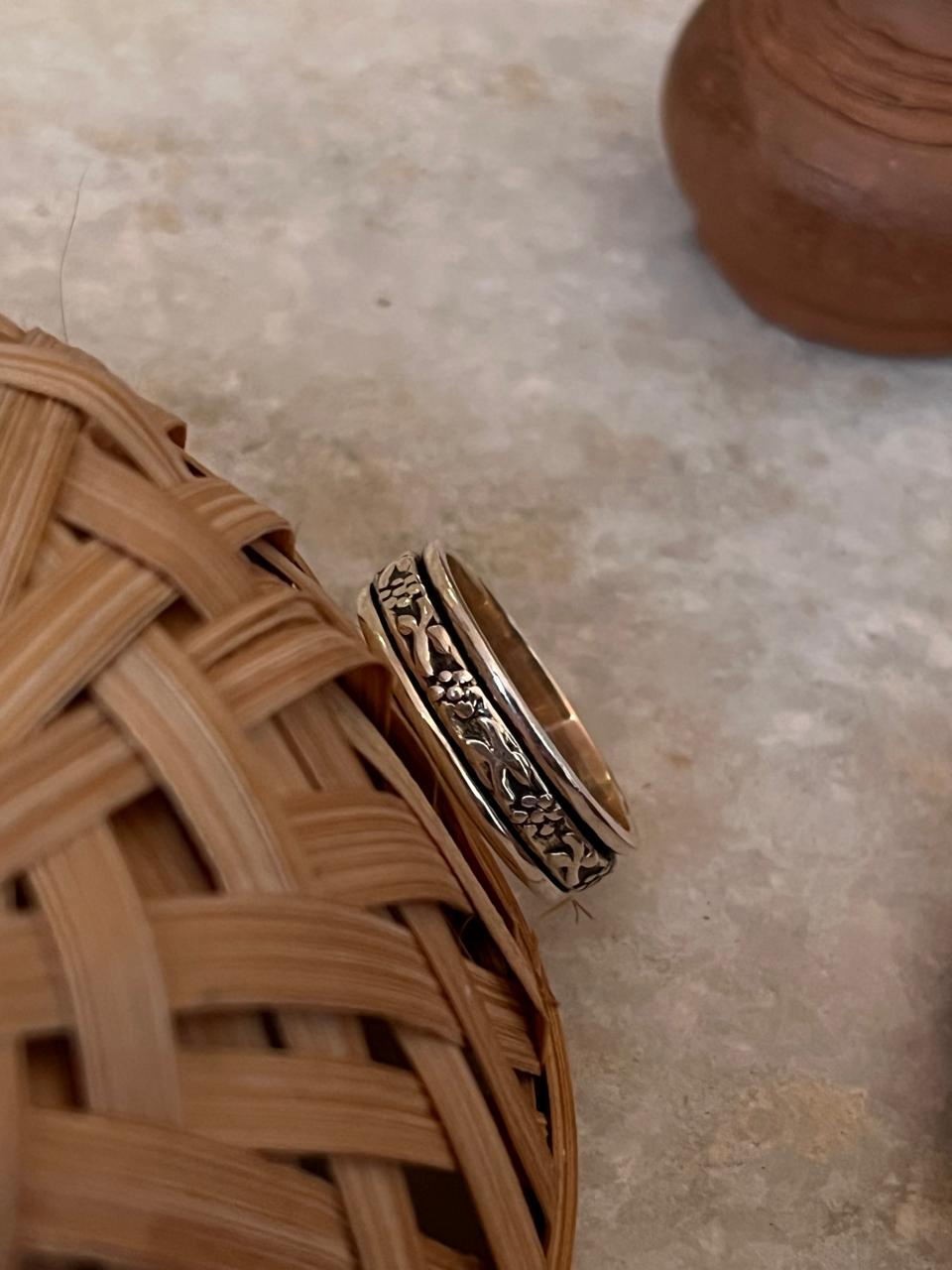 Floral Spinner 925 Sterling Silver Ring