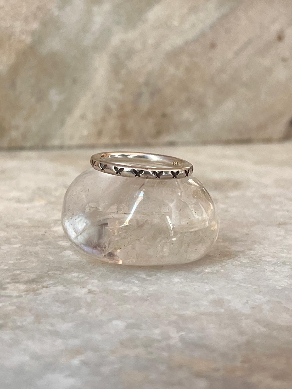 Butterfly Engraved 925 Sterling Silver Band Ring