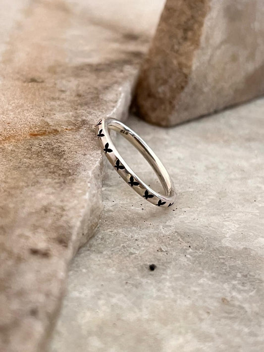 Butterfly Engraved 925 Sterling Silver Band Ring