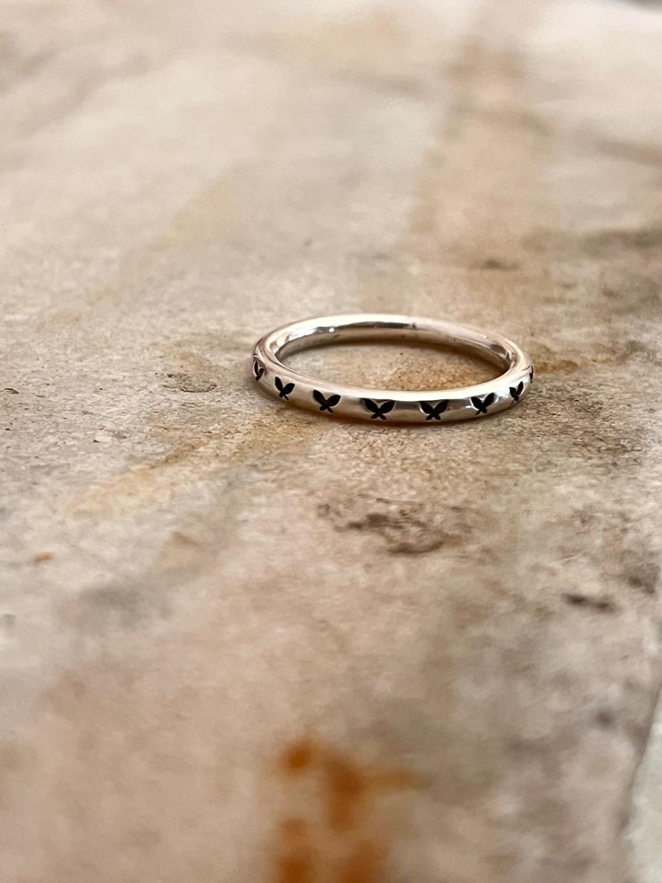 Butterfly Engraved 925 Sterling Silver Band Ring