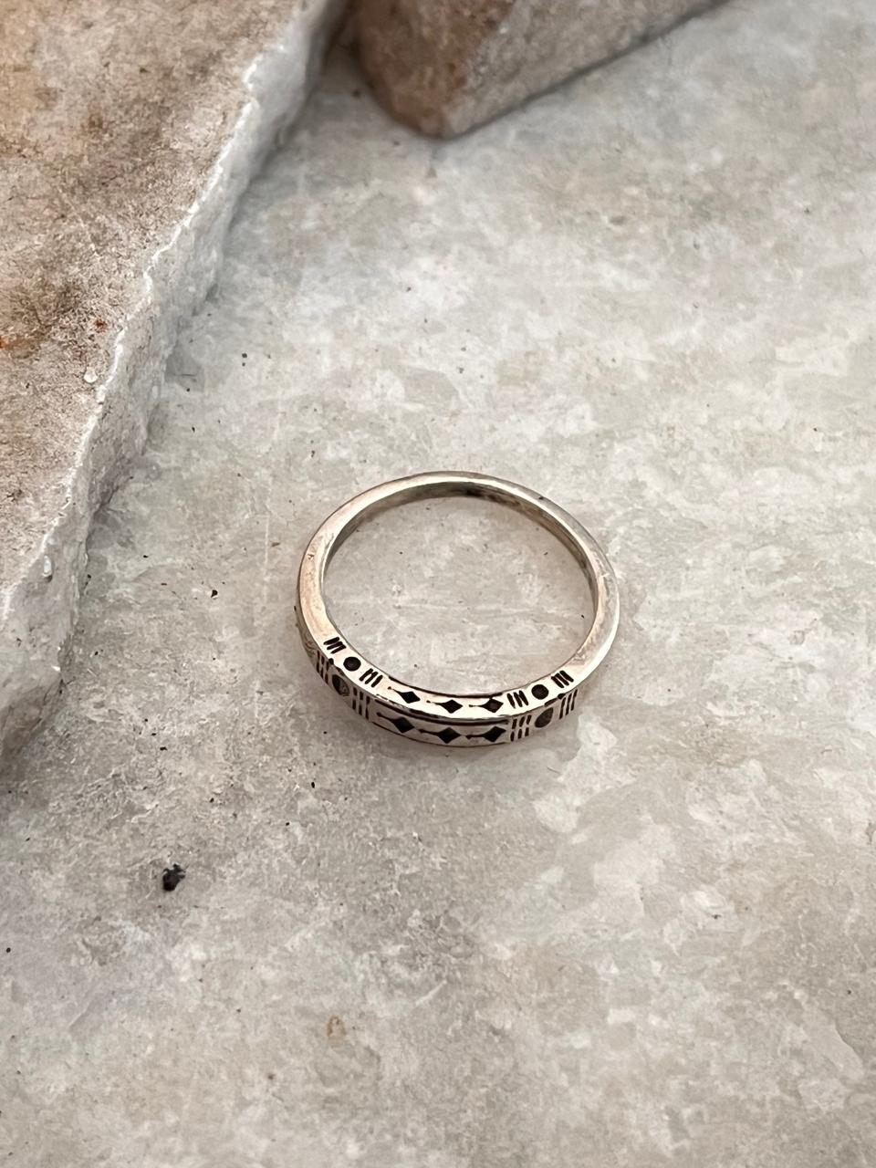 Tribal Engraved Side 1 925 Sterling Silver Ring