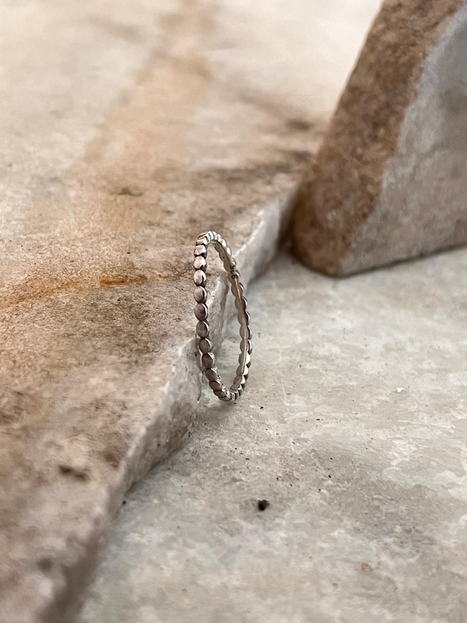 Small Dot Minimal Dainty Band Stackable 925 Sterling Silver Ring