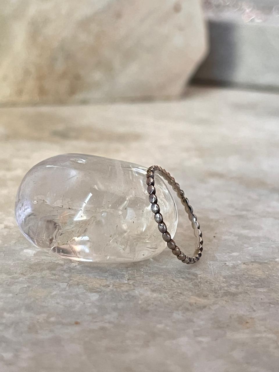 Small Dot Minimal Dainty Band Stackable 925 Sterling Silver Ring