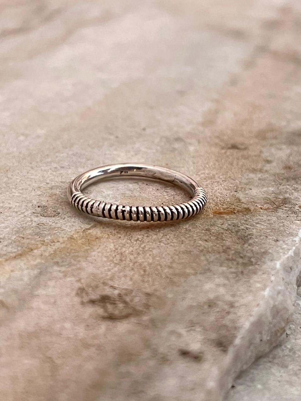 2 in 1 Plain and Rope Stack Band 925 Sterling Silver Ring