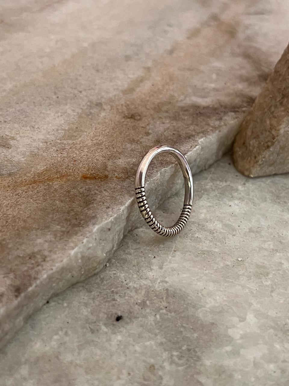 2 in 1 Plain and Rope Stack Band 925 Sterling Silver Ring