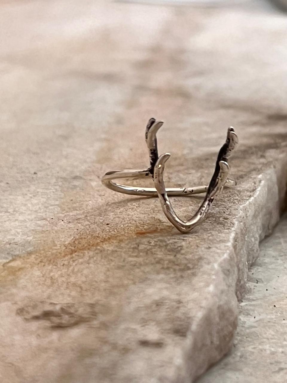 Antler 2 925 Sterling Silver Ring