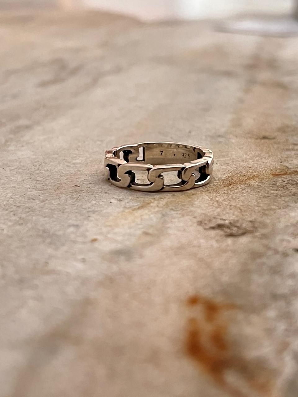 Half Cuban Link Unisex Band 925 Sterling Silver Ring