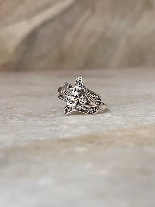 Hamsa 925 Sterling Silver Ring - Tarakaya Silver