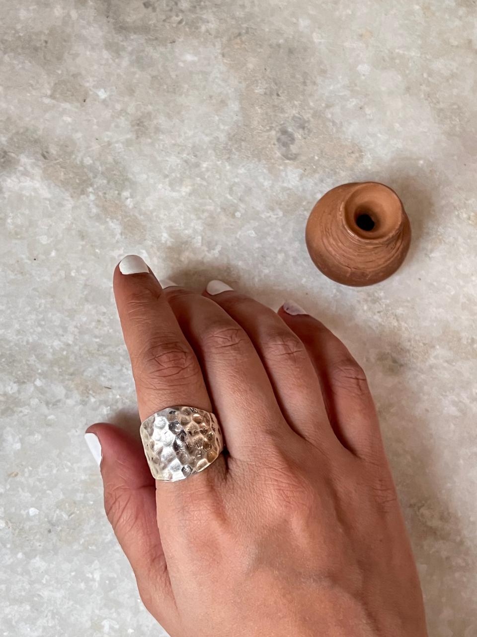 Hammered Chunky 925 Sterling Silver Ring