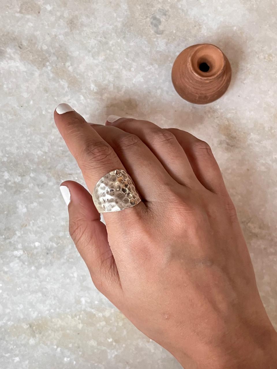 Hammered Chunky 925 Sterling Silver Ring