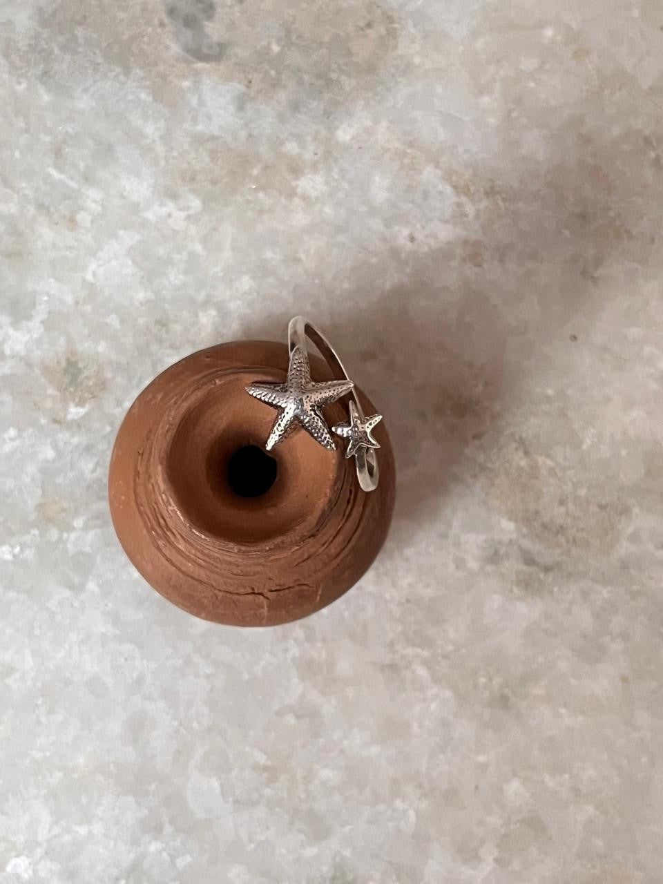 Starfish Adjustable 925 Sterling Silver Ring