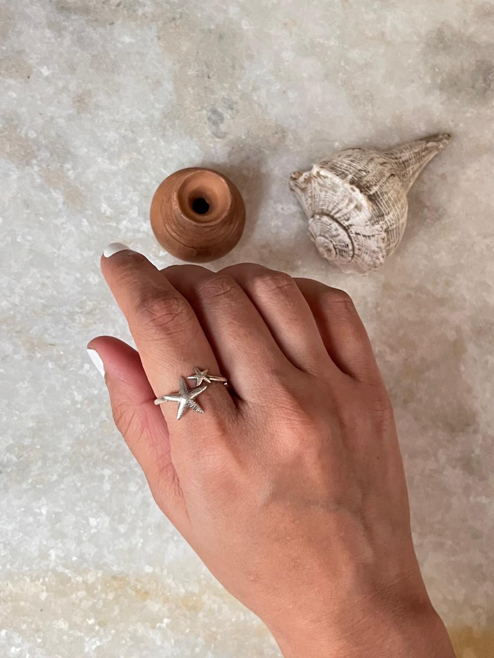 Starfish Adjustable 925 Sterling Silver Ring