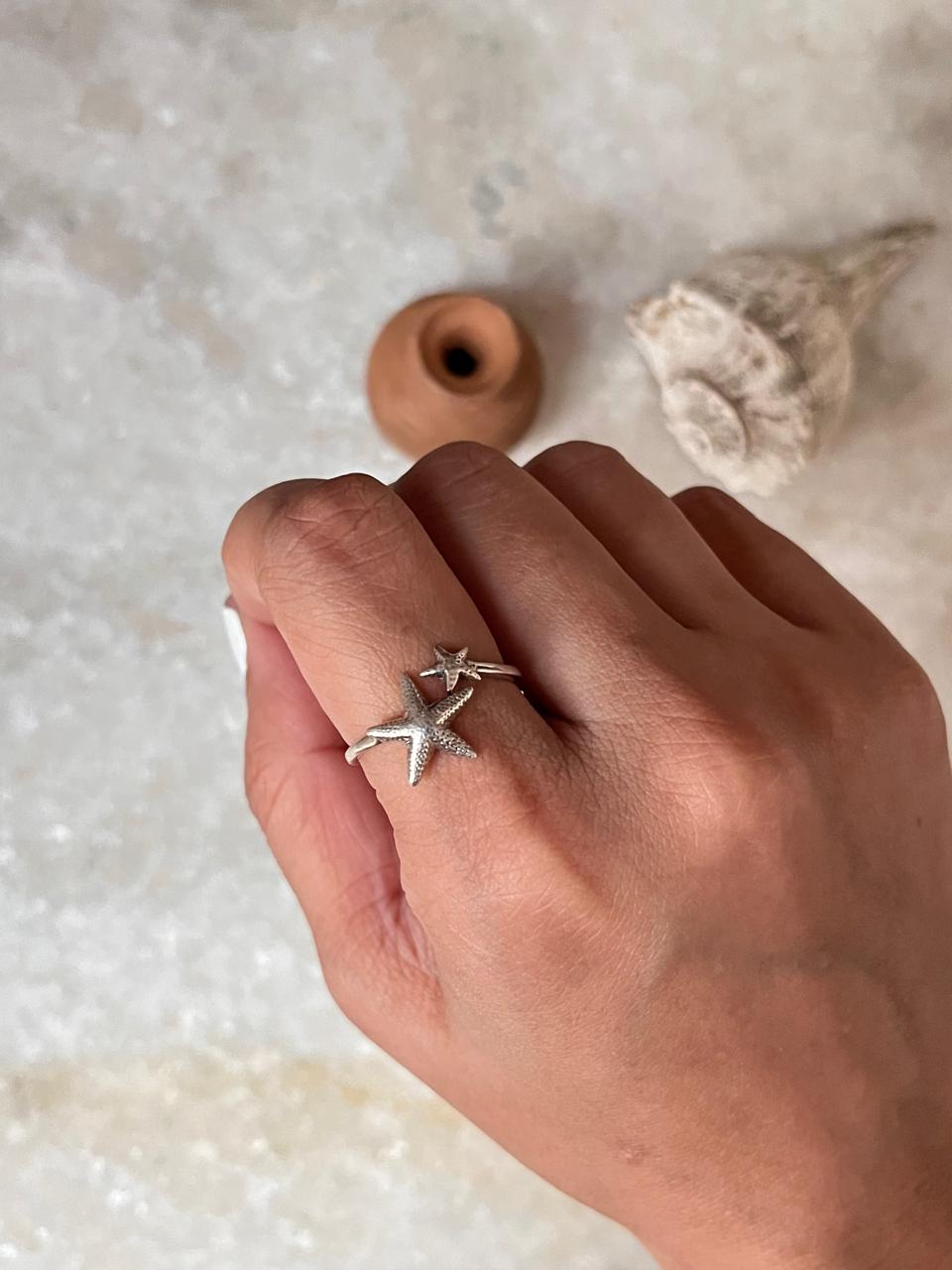 Starfish Adjustable 925 Sterling Silver Ring