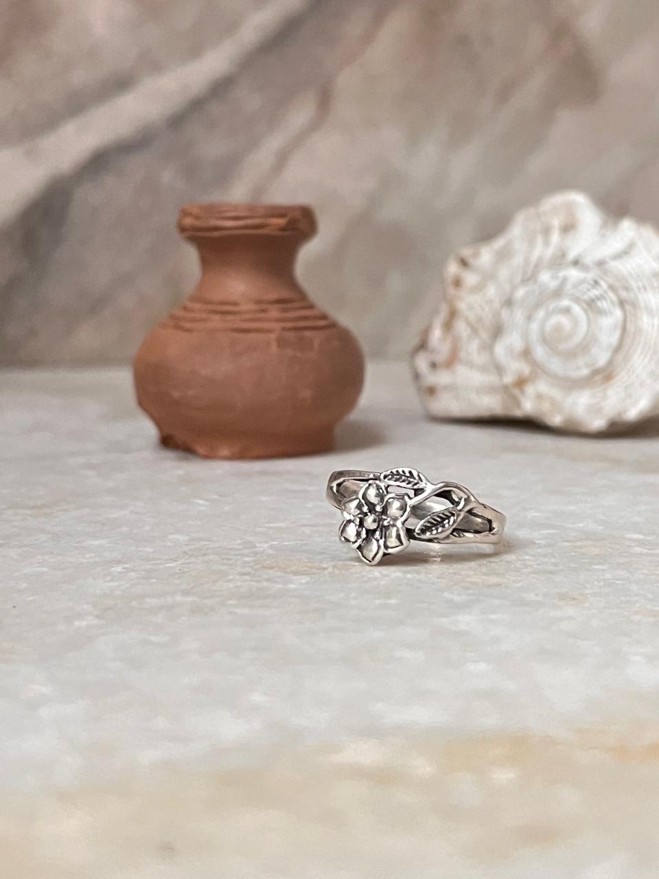 Flower Leaf 925 Sterling Silver Ring