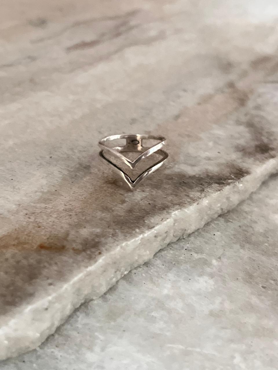Double V Stackable 925 Sterling Silver Ring