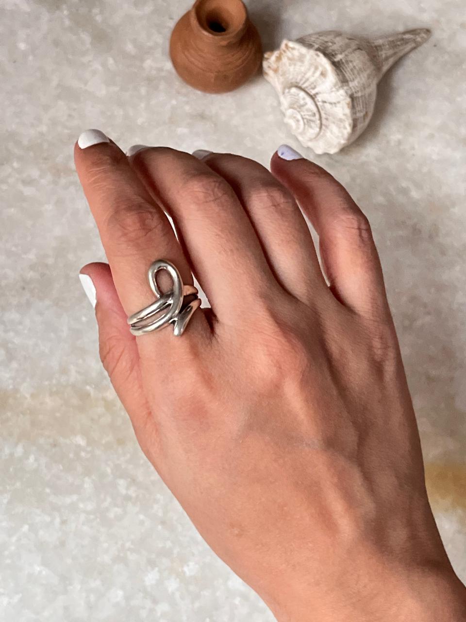 Sculpture Knot 925 Sterling Silver Ring - Tarakaya Silver