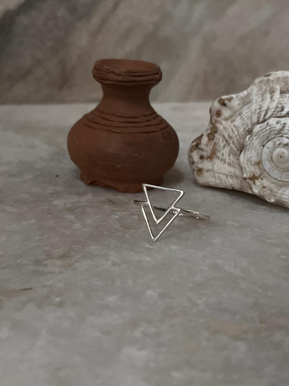 Double Triangle 925 Sterling Silver Ring