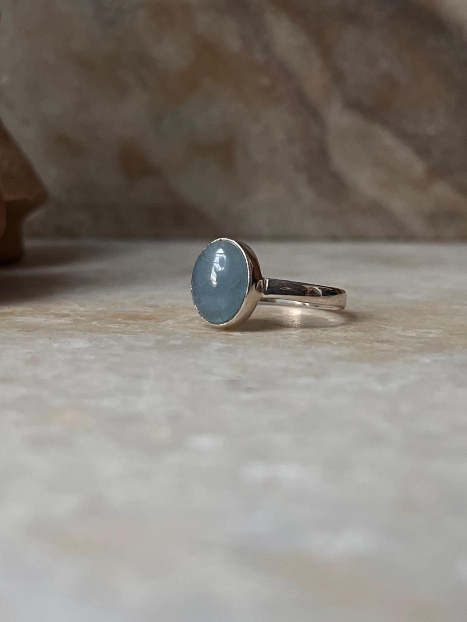 Aquamarine Natural Oval 925 Sterling Silver Ring
