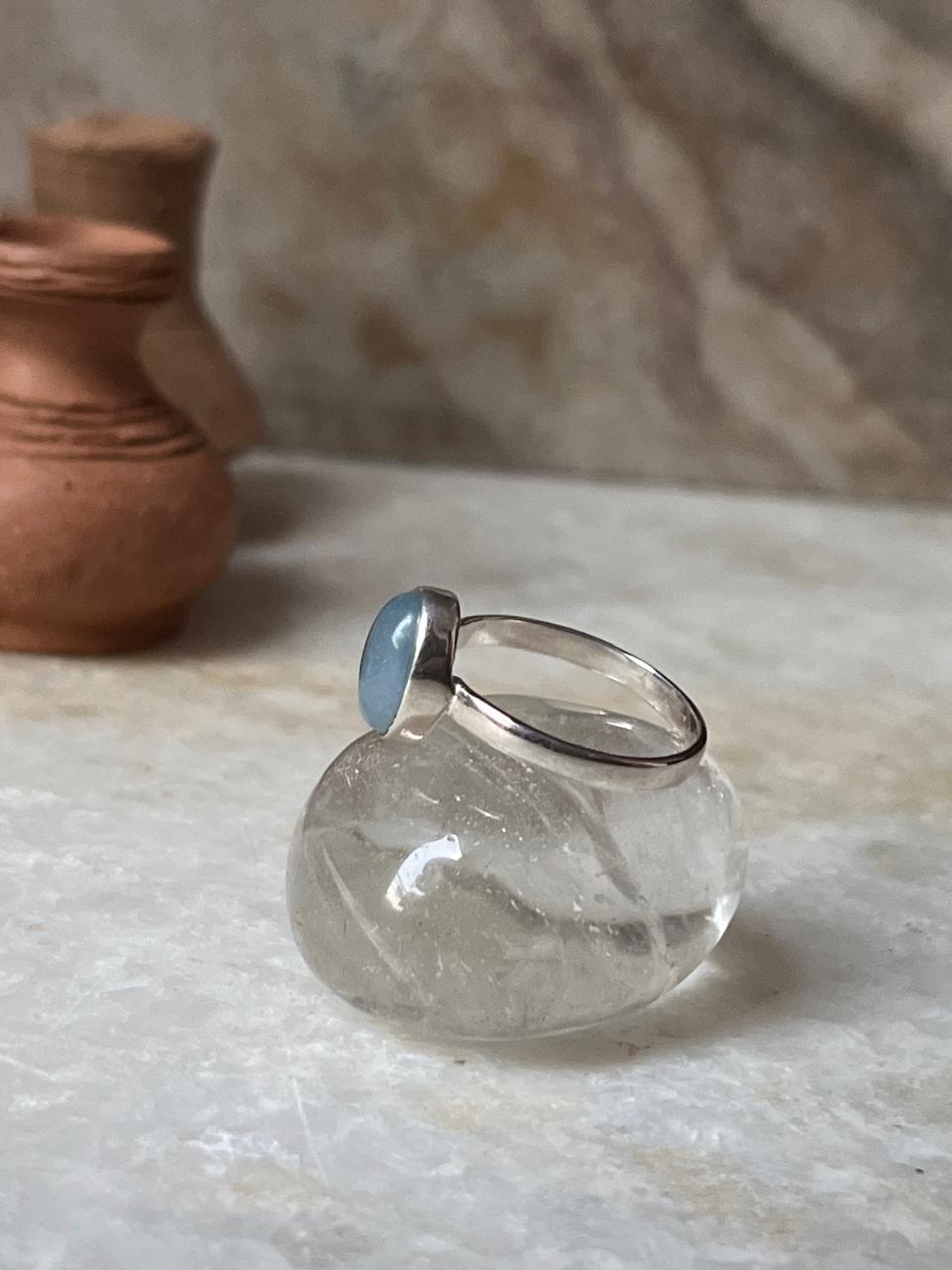 Aquamarine Natural Oval 925 Sterling Silver Ring