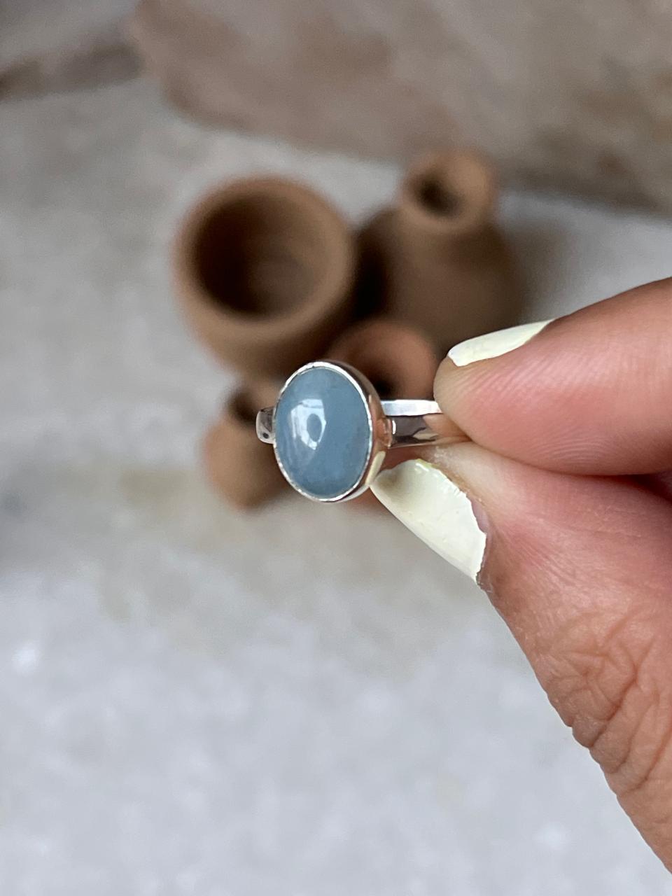 Aquamarine Natural Oval 925 Sterling Silver Ring