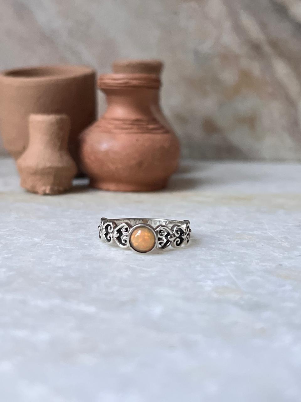 Opal Princess Band 925 Sterling Silver Ring
