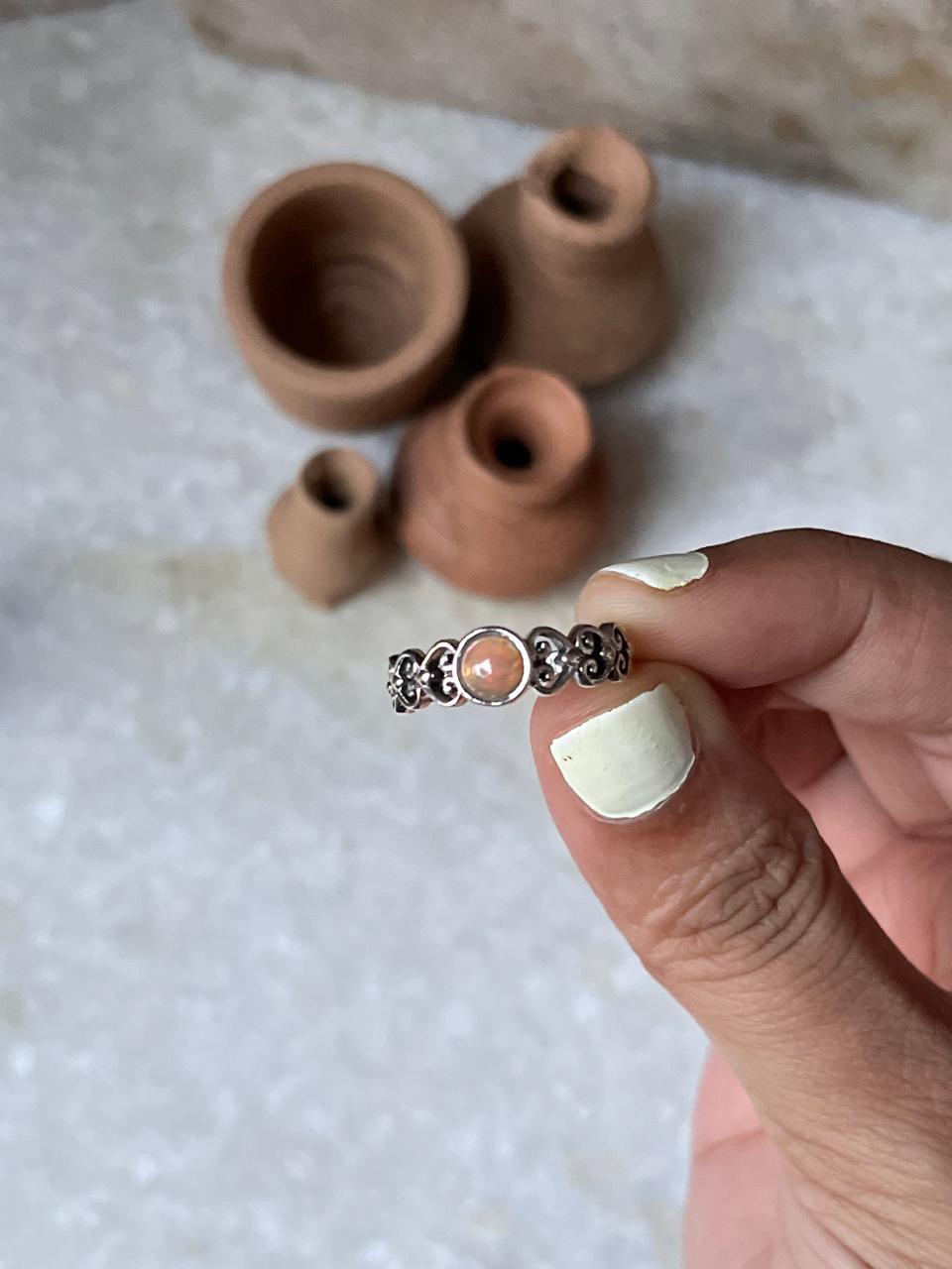 Opal Princess Band 925 Sterling Silver Ring
