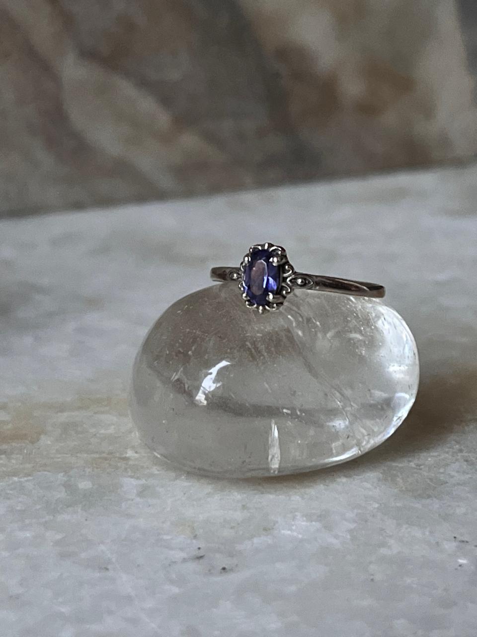 Iolite Victorian Style 925 Sterling Silver Ring