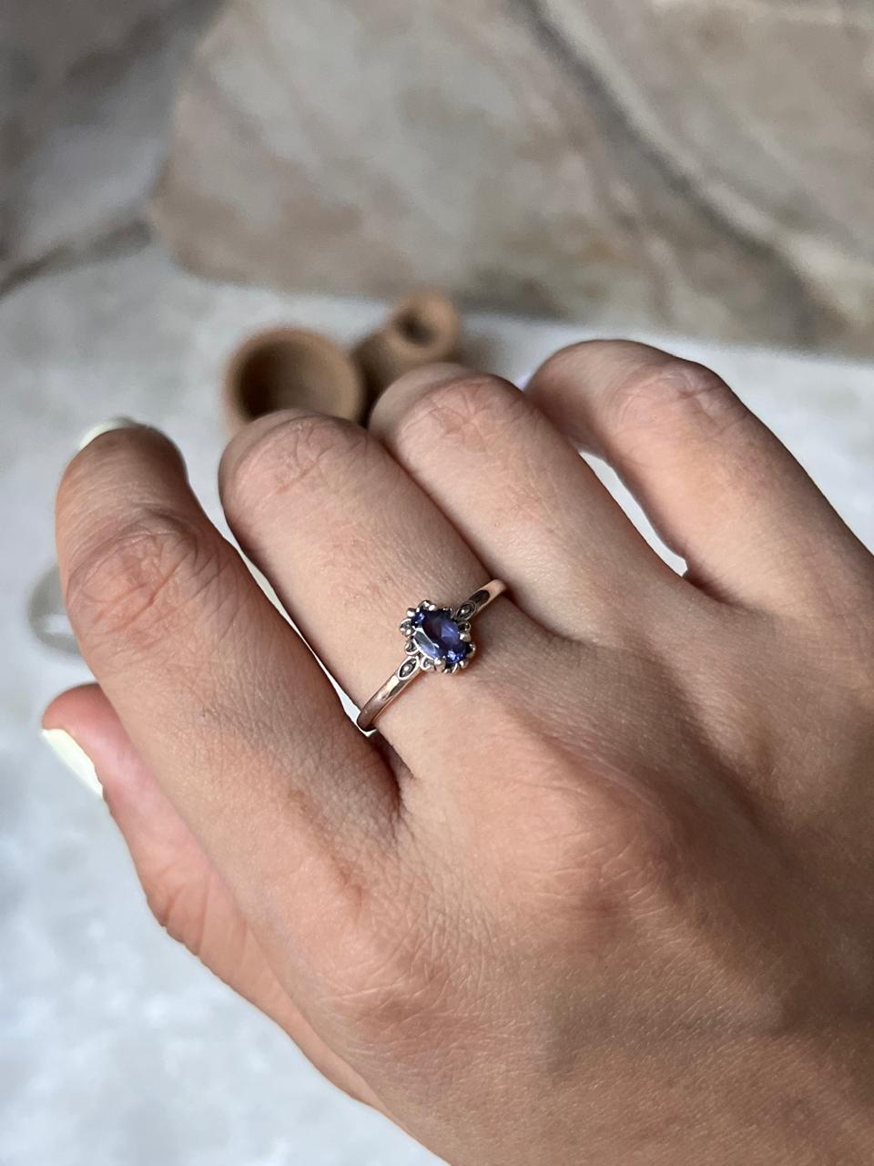 Iolite Victorian Style 925 Sterling Silver Ring